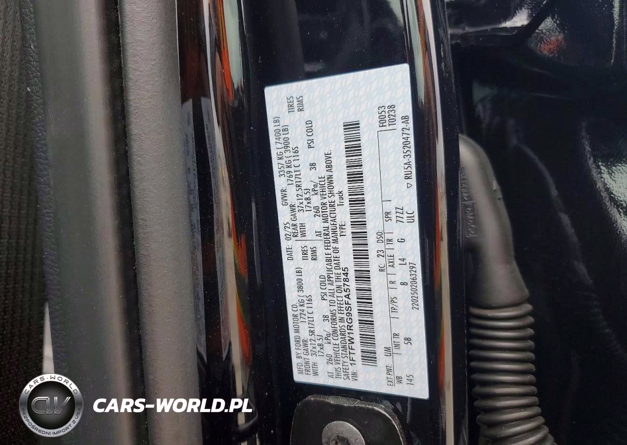 2025 Ford F150 Raptor VIN:1FTFW1RG9SFA57845 - 12