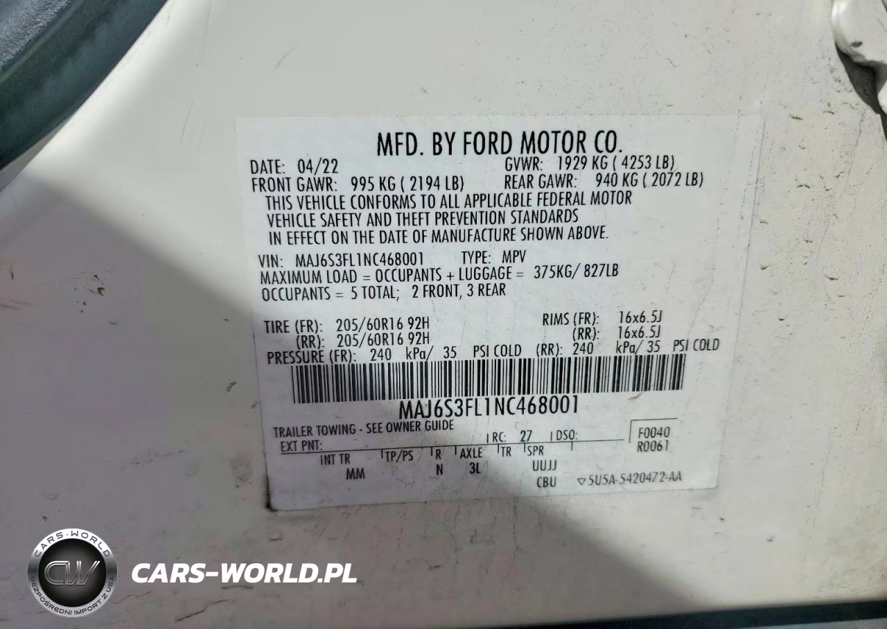 2022 Ford Ecosport S VIN:MAJ6S3FL1NC468001 - 13