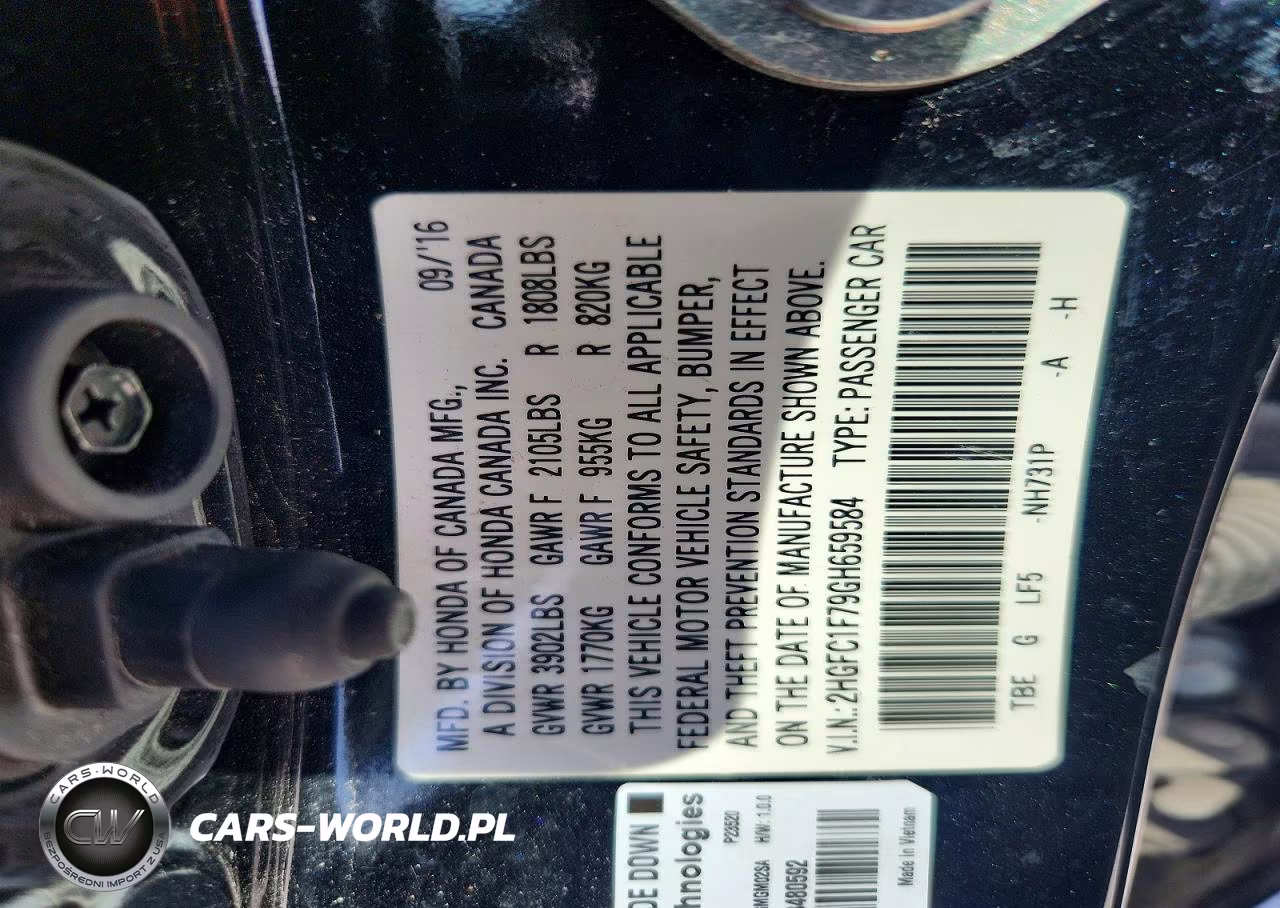 2016 Honda Civic Exl VIN:2HGFC1F79GH659584 - 13