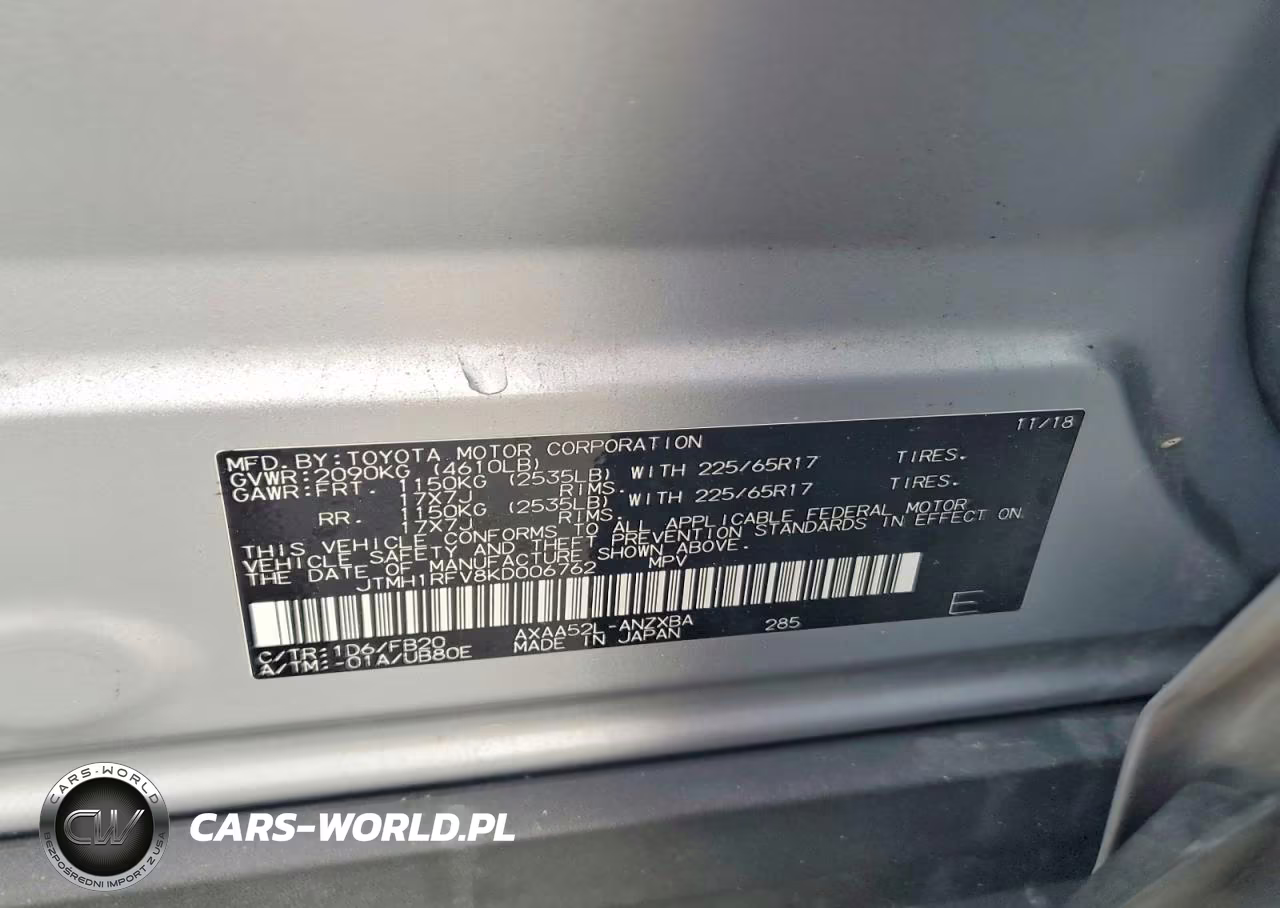 2019 Toyota Rav4 Le VIN:JTMH1RFV8KD006762 - 13