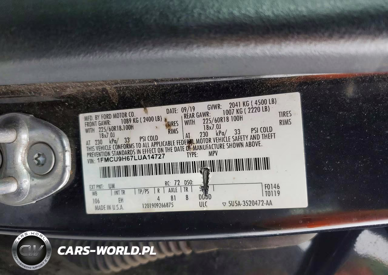 2020 Ford Escape Sel VIN:1FMCU9H67LUA14727 - 12