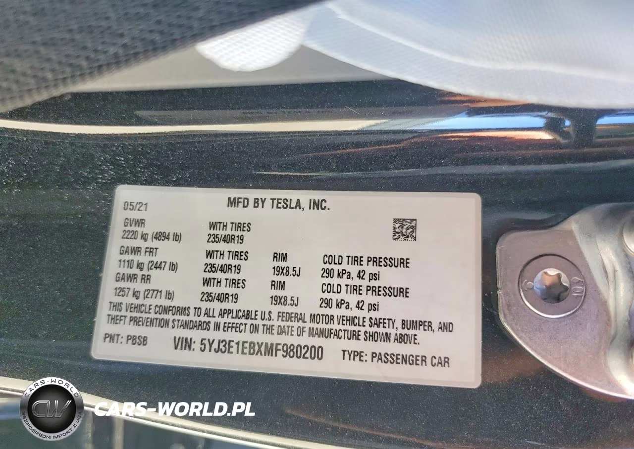 2021 Tesla Model 3 VIN:5YJ3E1EBXMF980200 - 12