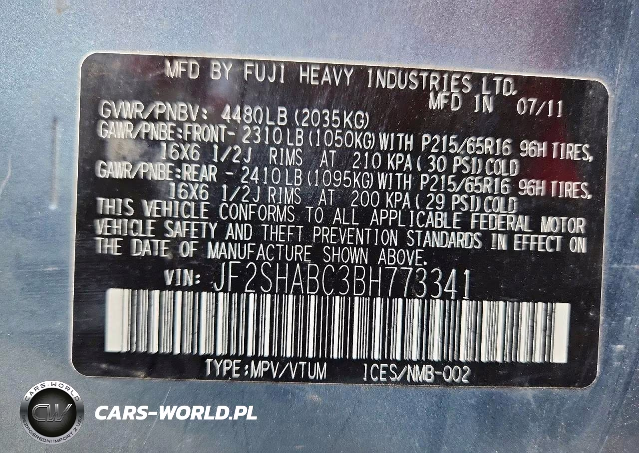 2011 Subaru Forester 2.5X VIN:JF2SHABC3BH773341 - 14