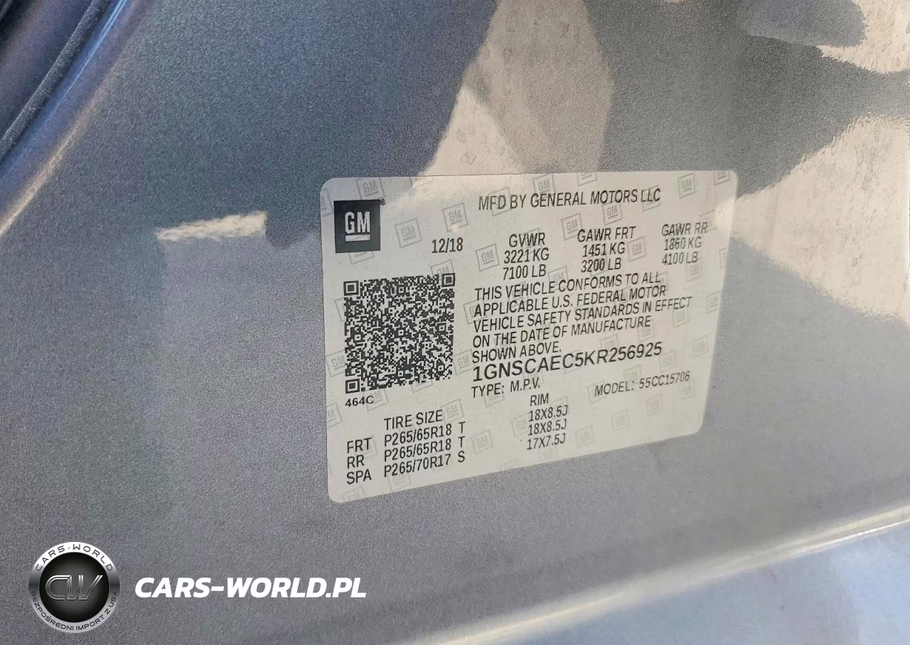 2019 Chevrolet Tahoe C1500 Ls VIN:1GNSCAEC5KR256925 - 12