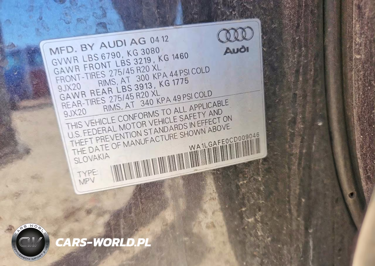 2012 Audi Q7 Premium Plus VIN:WA1LGAFE0CD009046 - 12