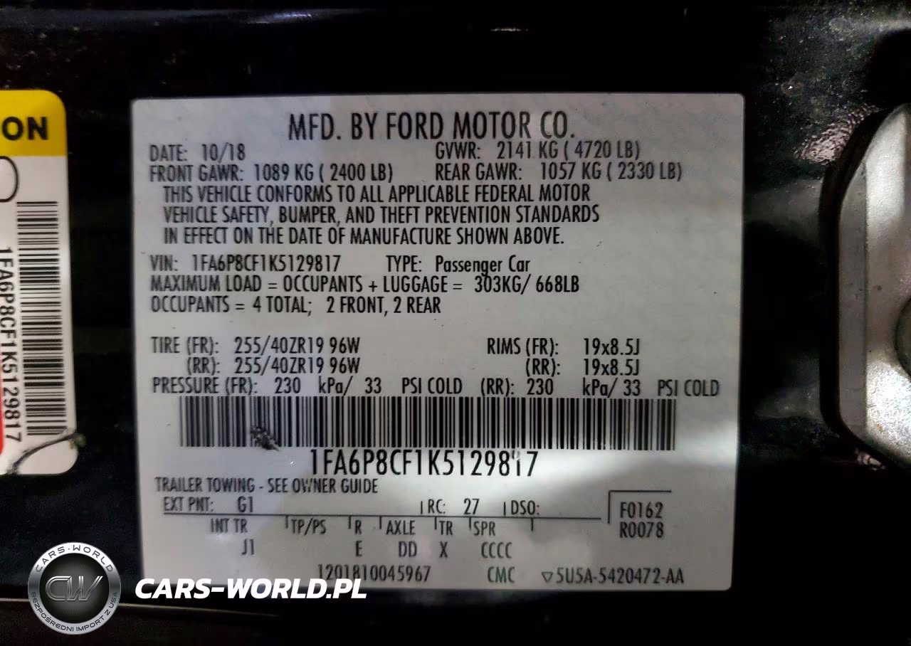 2019 Ford Mustang Gt VIN:1FA6P8CF1K5129817 - 12