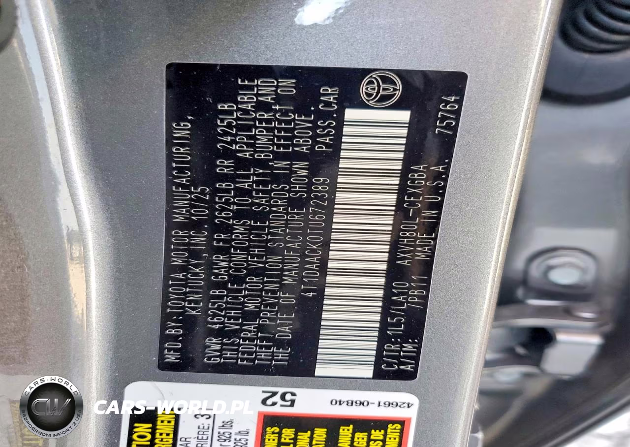 2026 Toyota Camry Xle VIN:4T1DAACK0TU672389 - 12