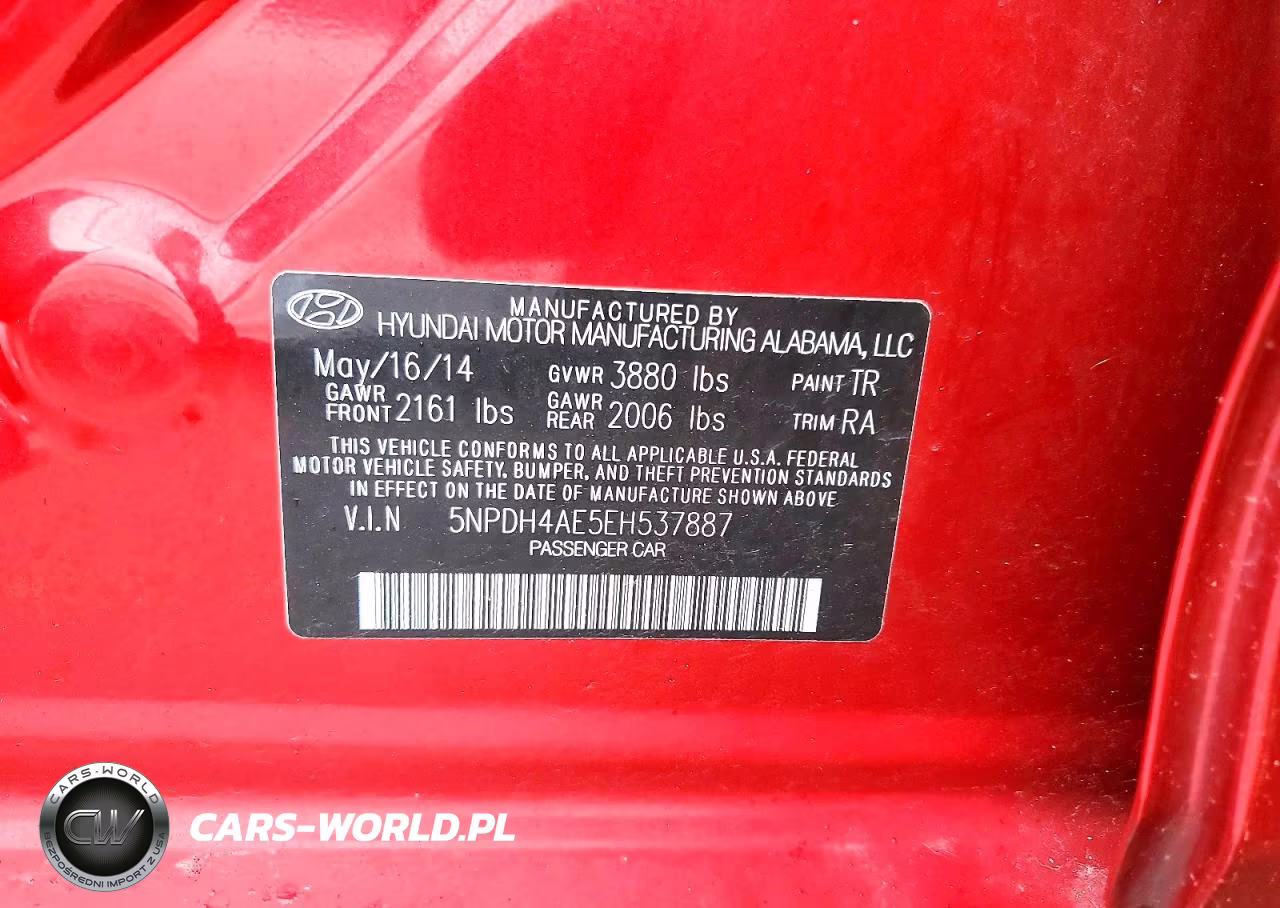2014 Hyundai Elantra Se VIN:5NPDH4AE5EH537887 - 13