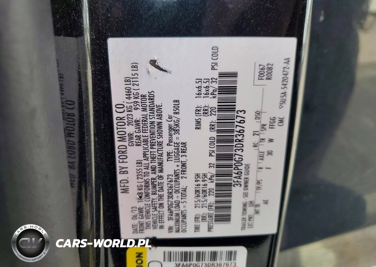 2013 Ford Fusion S VIN:3FA6P0G73DR367673 - 13