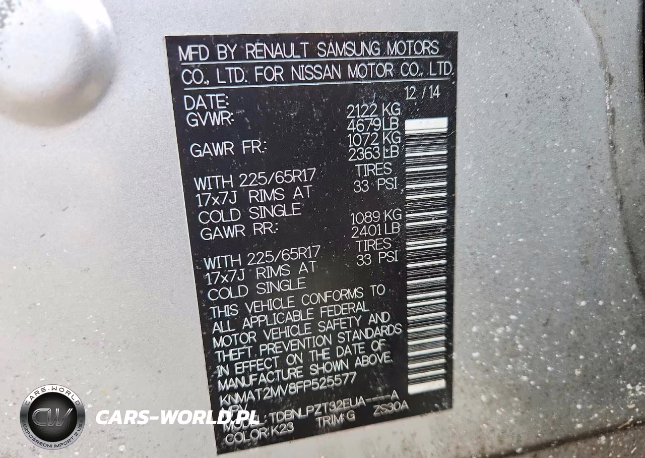 2015 Nissan Rogue S VIN:KNMAT2MV8FP525577 - 14