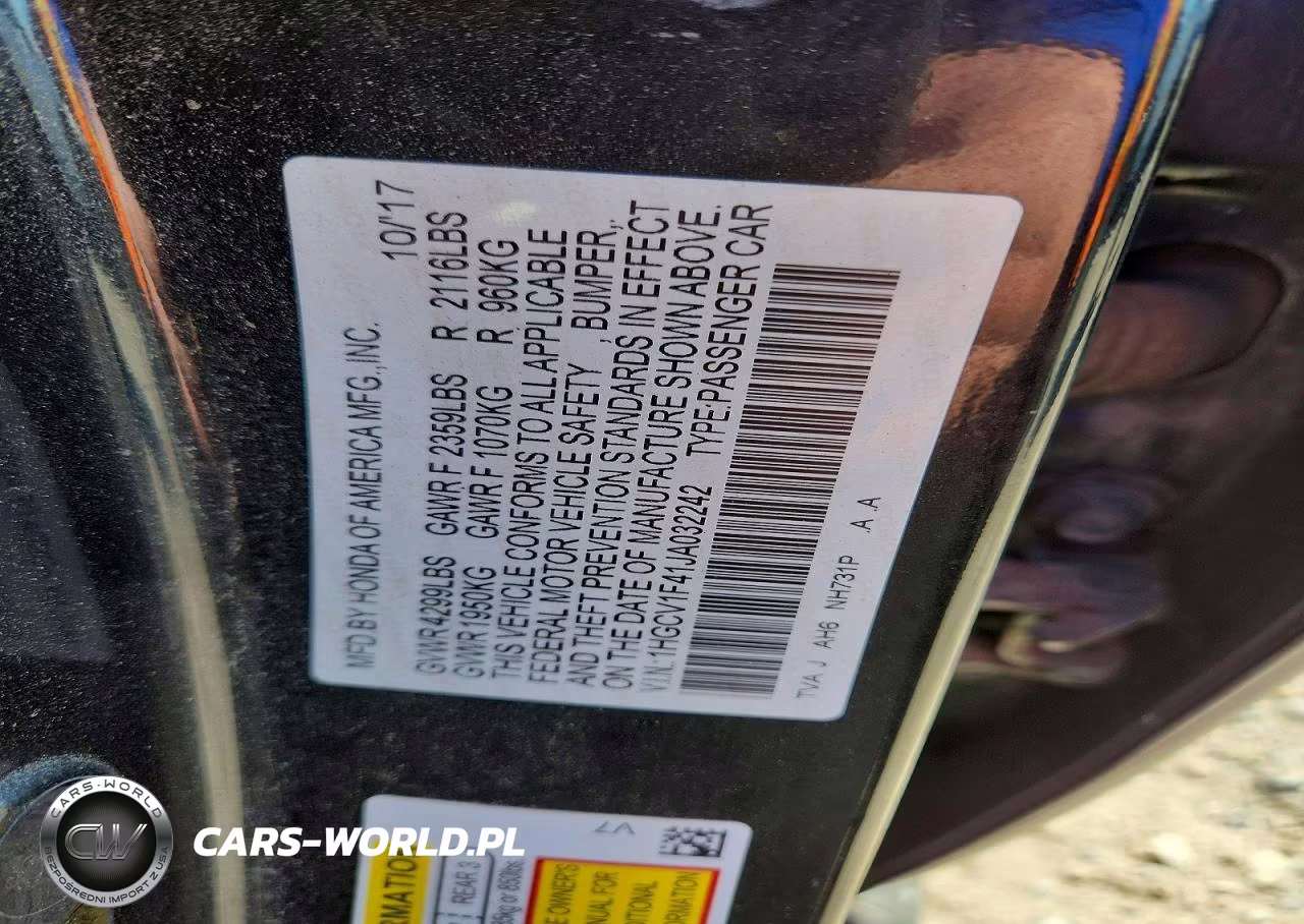 2018 Honda Accord Ex VIN:1HGCV1F41JA032242 - 12