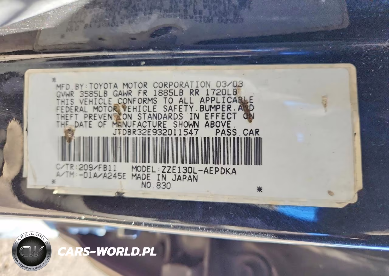 2003 Toyota Corolla Ce VIN:JTDBR32E932011547 - 12
