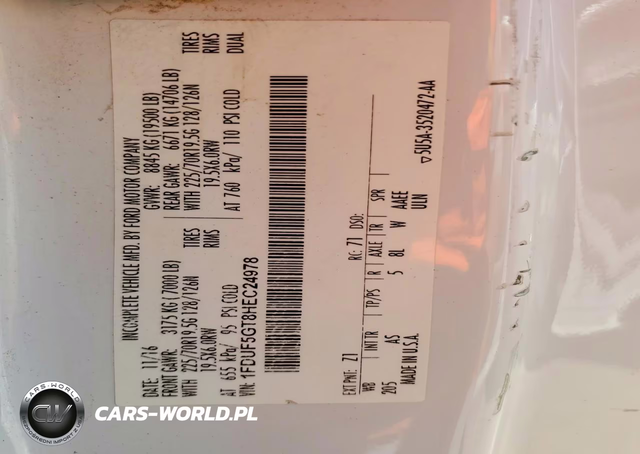 2017 Ford F550 Super Duty VIN:1FDUF5GT8HEC24978 - 12