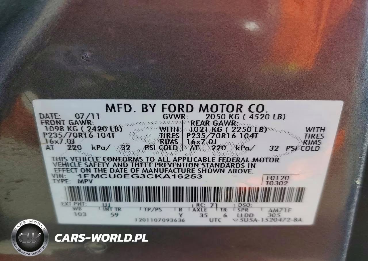 2012 Ford Escape Limited VIN:1FMCU0EG3CKA16253 - 13