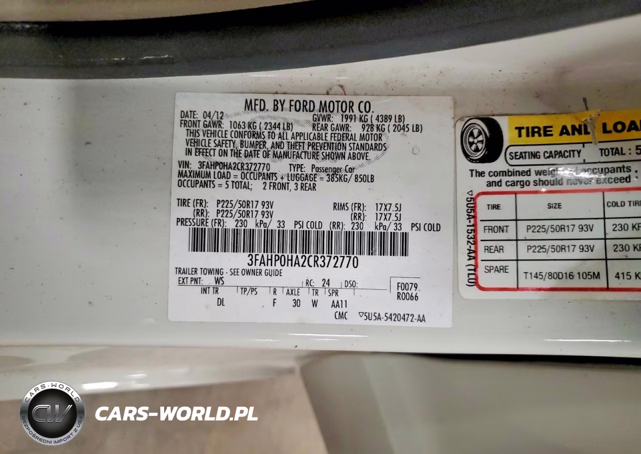 2012 Ford Fusion Se VIN:3FAHP0HA2CR372770 - 12