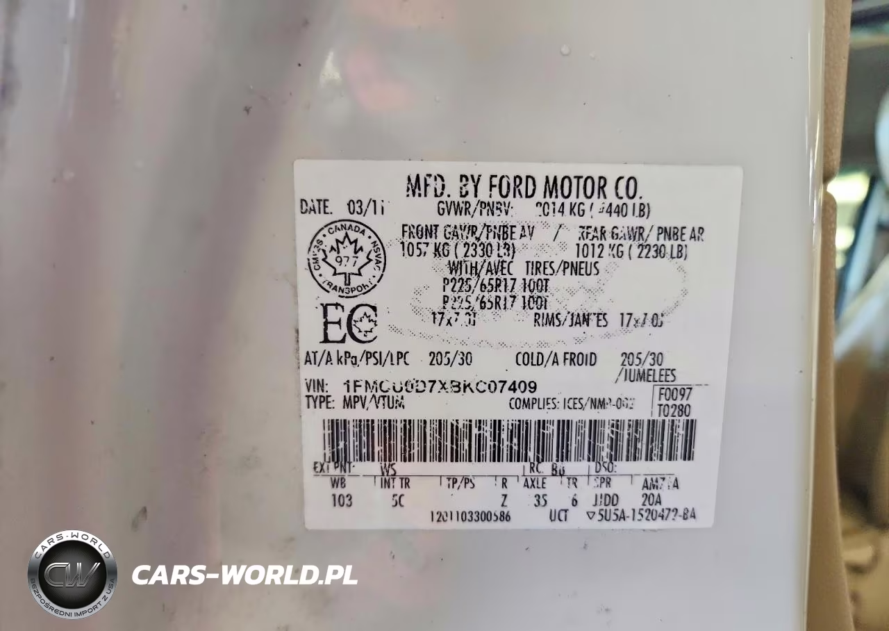 2011 Ford Escape Xlt VIN:1FMCU0D7XBKC07409 - 13