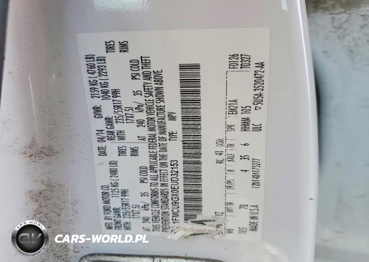 2014 Ford Escape Se VIN:1FMCU9GX0EUD32153 - 14