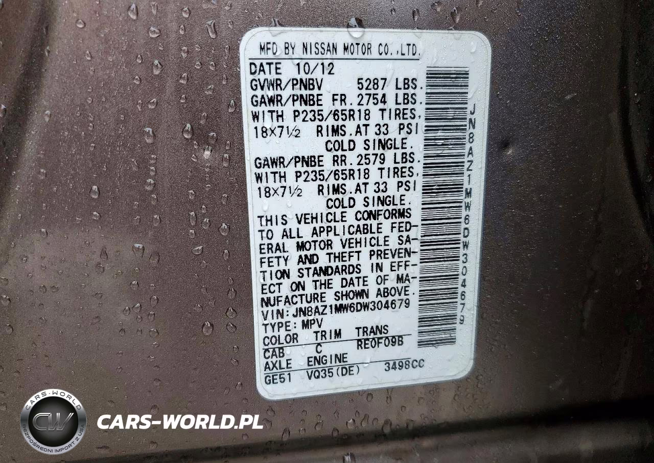 2013 Nissan Murano S VIN:JN8AZ1MW6DW304679 - 14