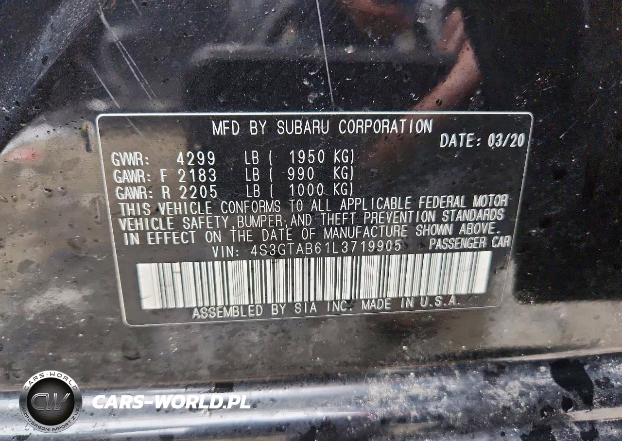 2020 Subaru Impreza VIN:4S3GTAB61L3719905 - 12
