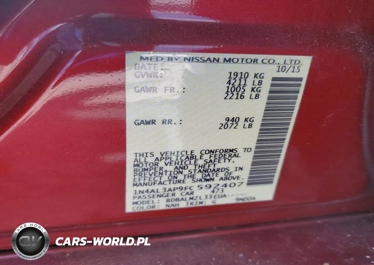 2015 Nissan Altima 2.5 Sv VIN:1N4AL3AP9FC592407 - 12