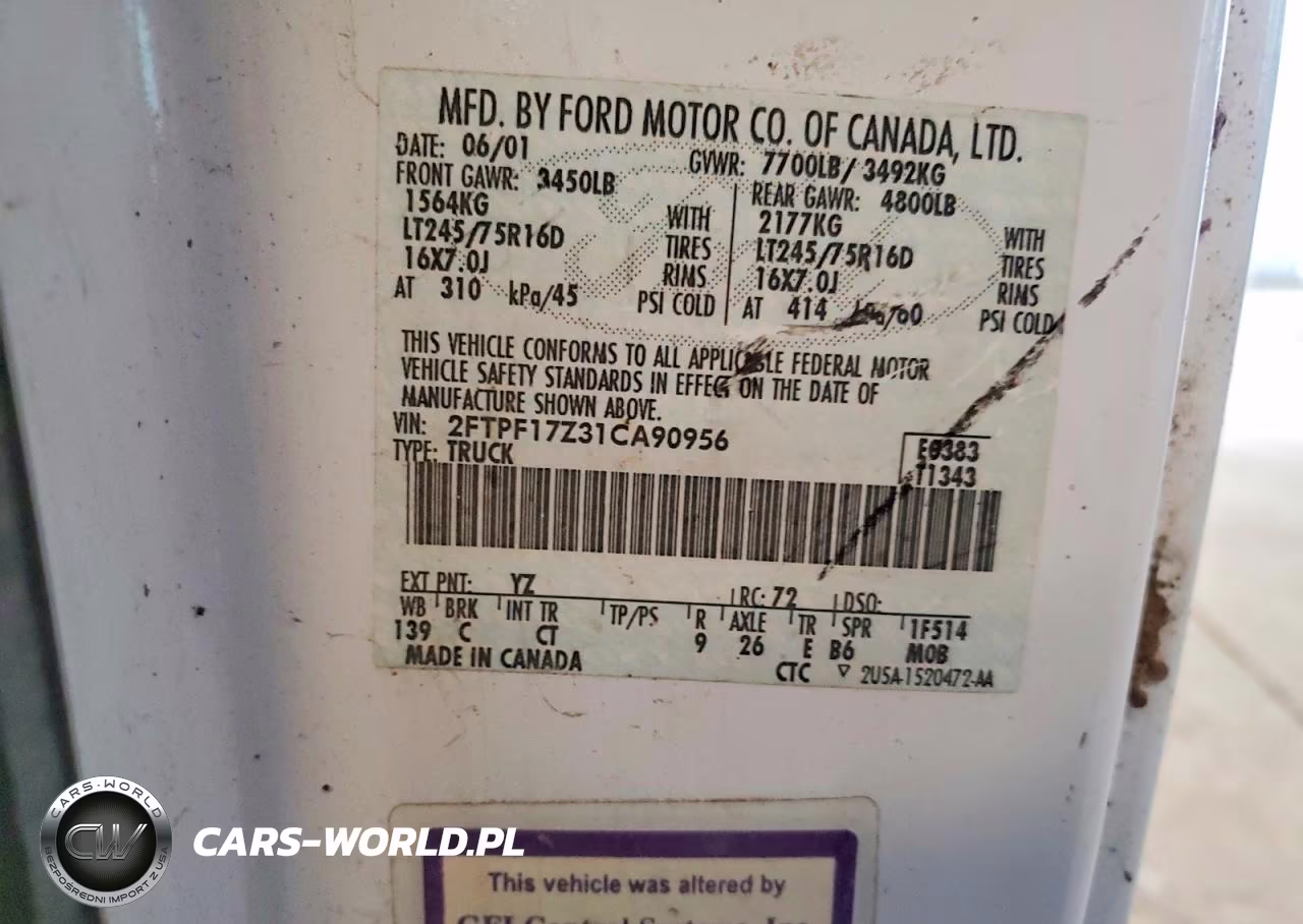 2001 Ford F150 VIN:2FTPF17Z31CA90956 - 12