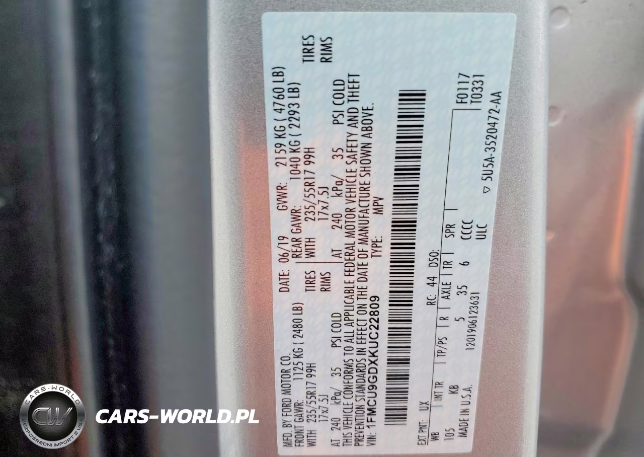 2019 Ford Escape Se VIN:1FMCU9GDXKUC22809 - 13