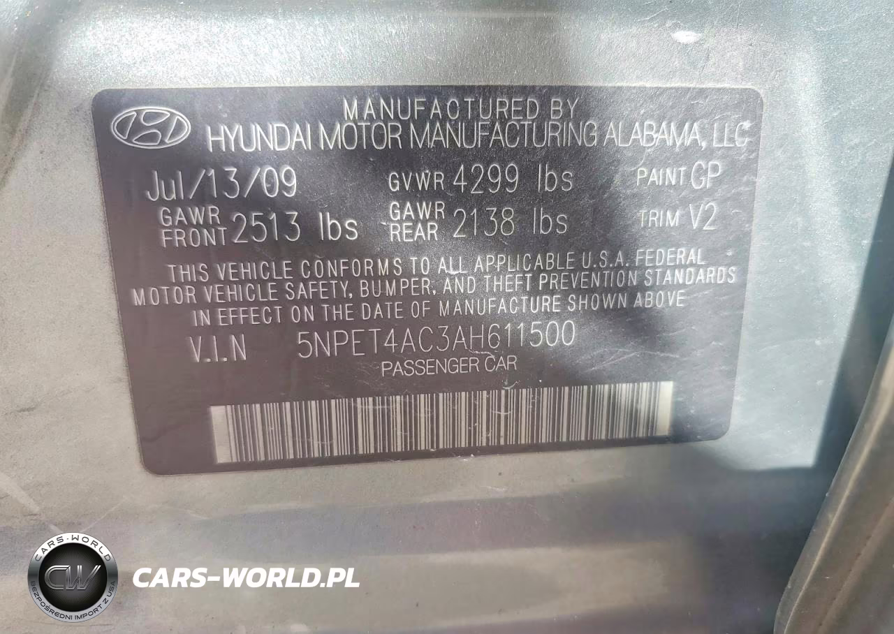 2010 Hyundai Sonata Gls VIN:5NPET4AC3AH611500 - 12