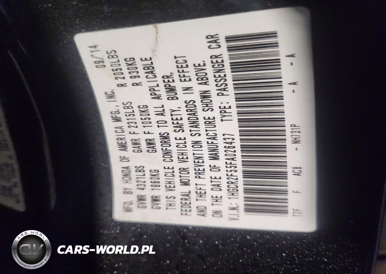 2015 Honda Accord Sport VIN:1HGCR2F55FA026437 - 13