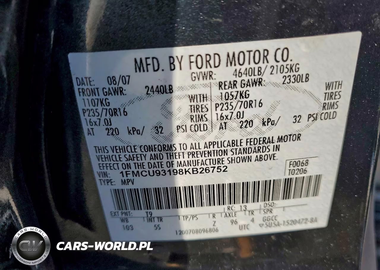 2008 Ford Escape Xlt VIN:1FMCU93198KB26752 - 13