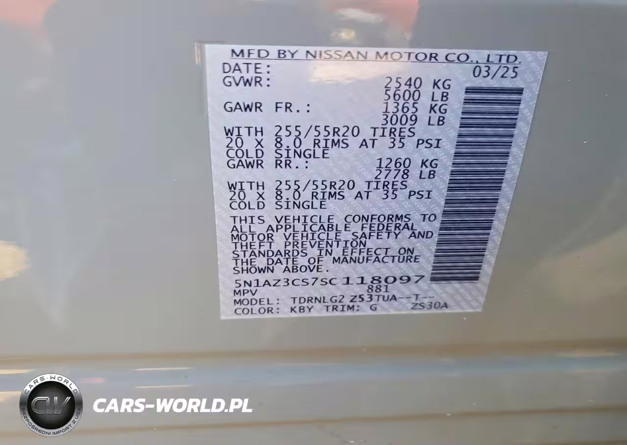 2025 Nissan Murano Sl VIN:5N1AZ3CS7SC118097 - 13