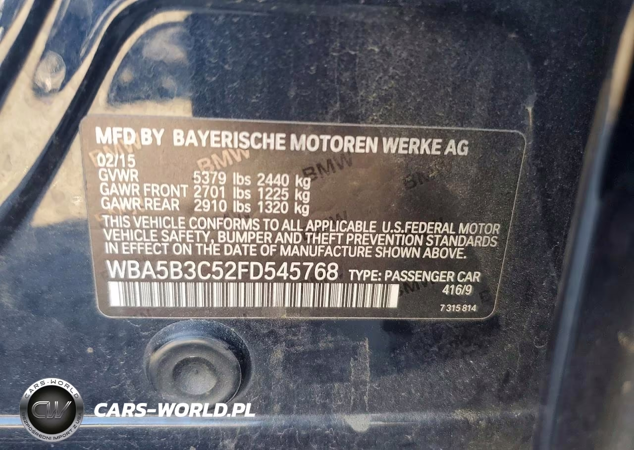 2015 BMW 5 Series VIN:WBA5B3C52FD545768 - 13