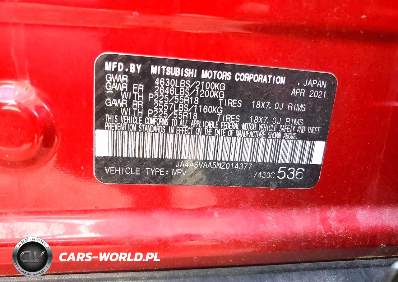 2022 Mitsubishi Eclipse Cross Le VIN:JA4ASVAA5NZ014377 - 13