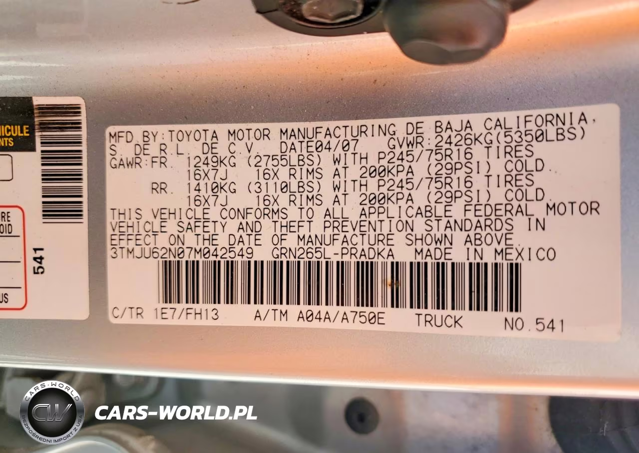 2007 Toyota Tacoma Prerunner V6 VIN:3TMJU62N07M042549 - 12