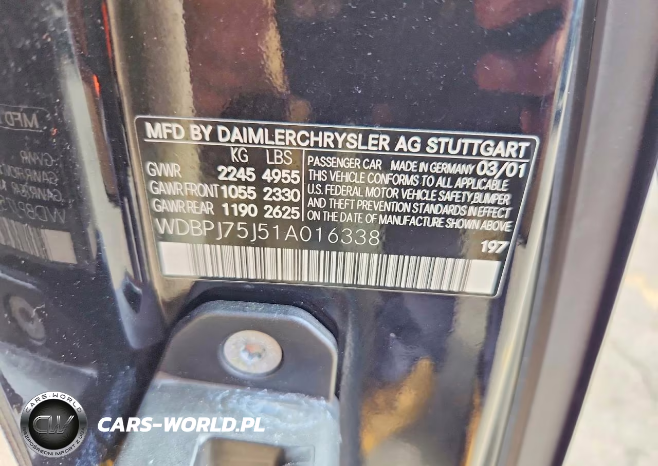 2001 Mercedes-Benz Cl 500 VIN:WDBPJ75J51A016338 - 12