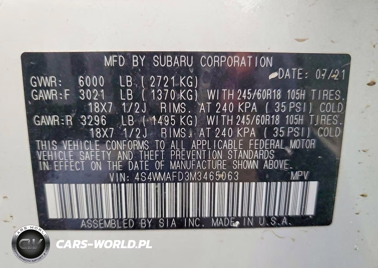 2021 Subaru Ascent Premium VIN:4S4WMAFD3M3465063 - 12