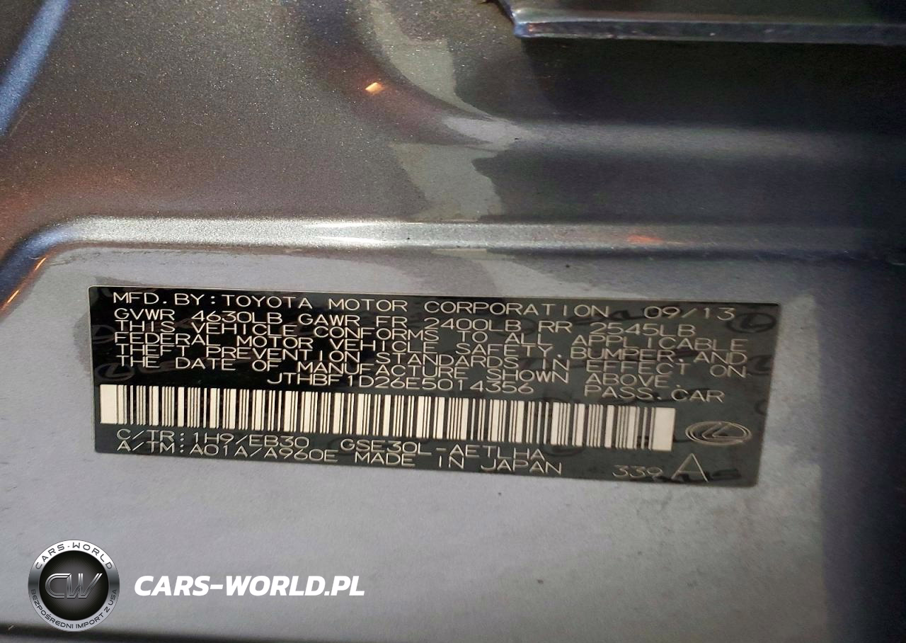 2014 Lexus Is 250 Base VIN:JTHBF1D26E5014356 - 12