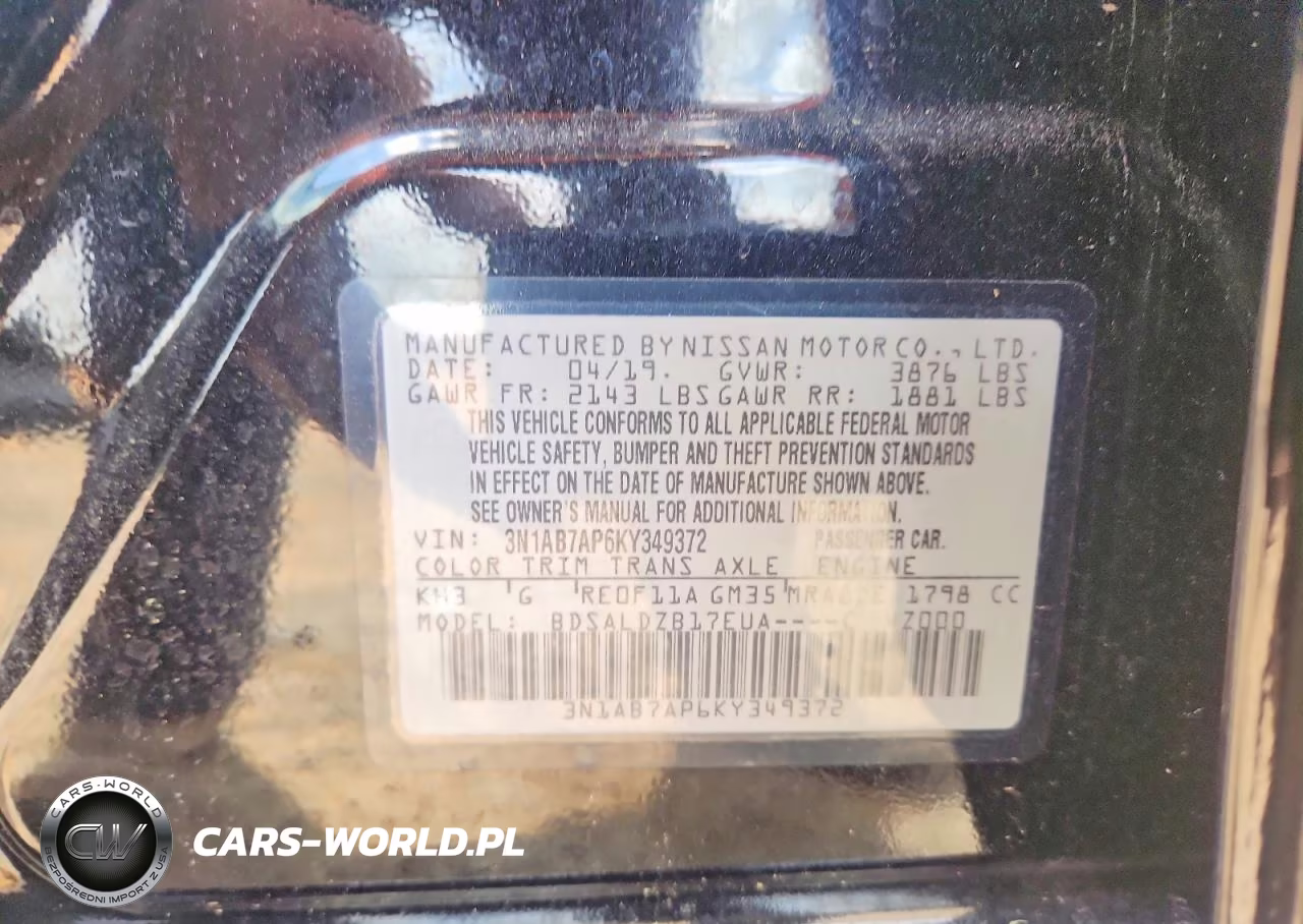 2019 Nissan Sentra Sv VIN:3N1AB7AP6KY349372 - 12