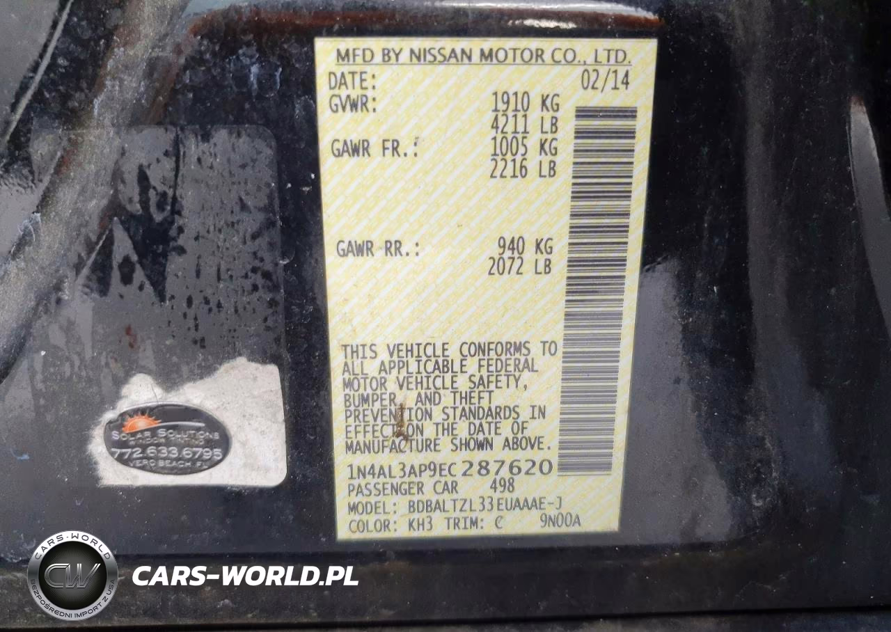 2014 Nissan Altima 2.5 Sv VIN:1N4AL3AP9EC287620 - 13