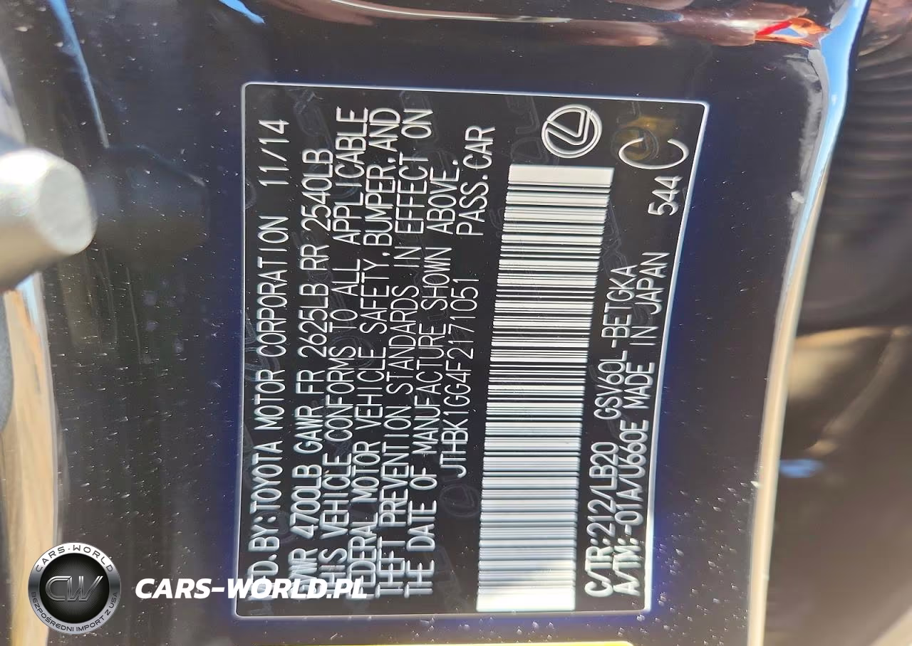 2015 Lexus Es 350 Base VIN:JTHBK1GG4F2171051 - 12