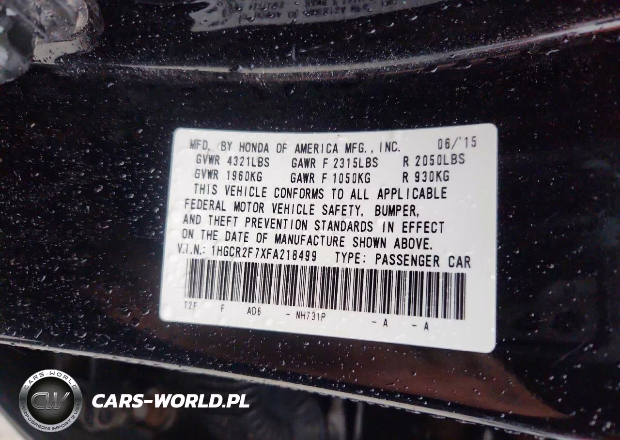 2015 Honda Accord Ex VIN:1HGCR2F7XFA218499 - 12