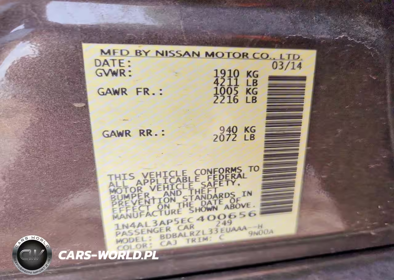 2014 Niss Altima VIN:1N4AL3AP5EC400656 - 12