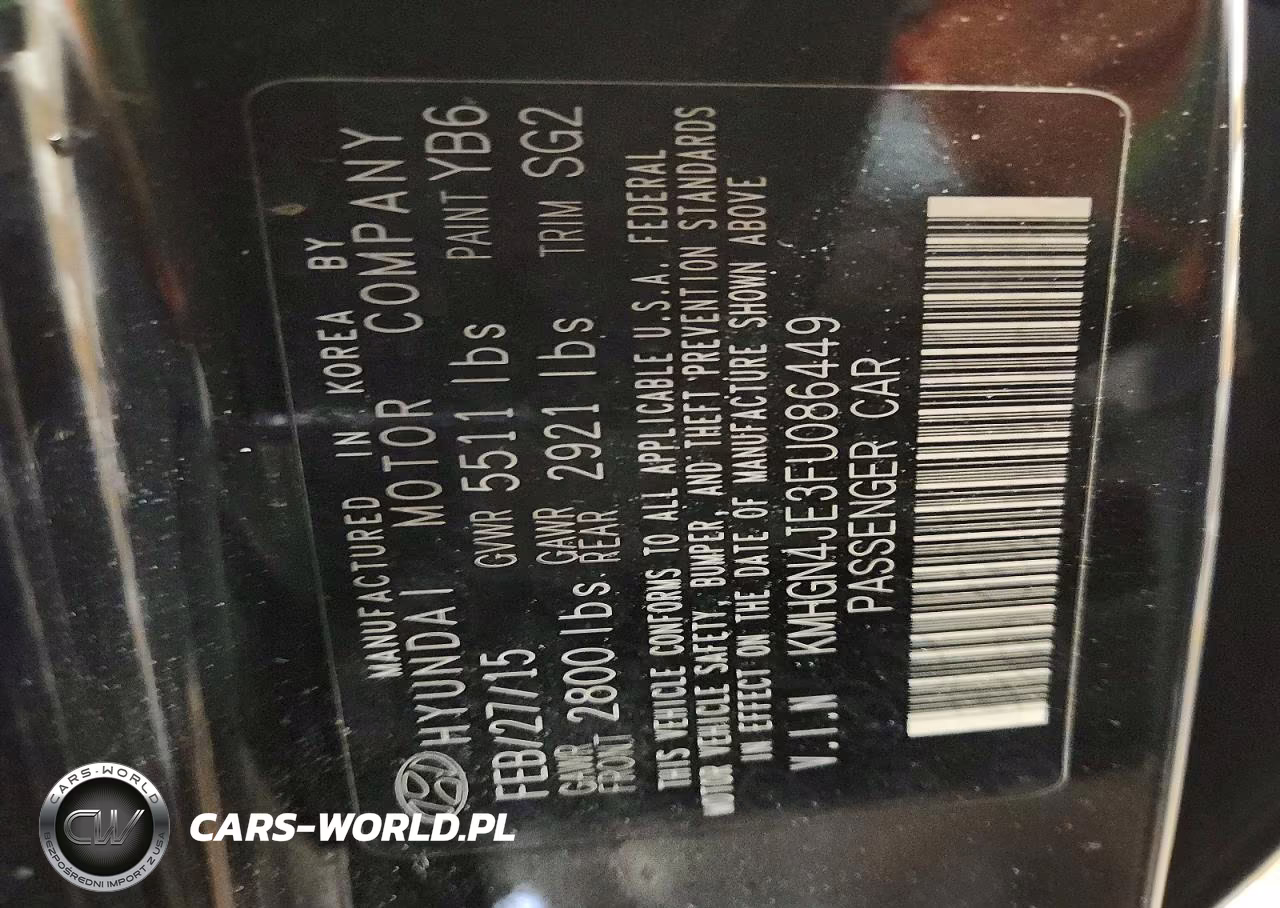 2015 Hyundai Genesis 3.8L VIN:KMHGN4JE3FU086449 - 12