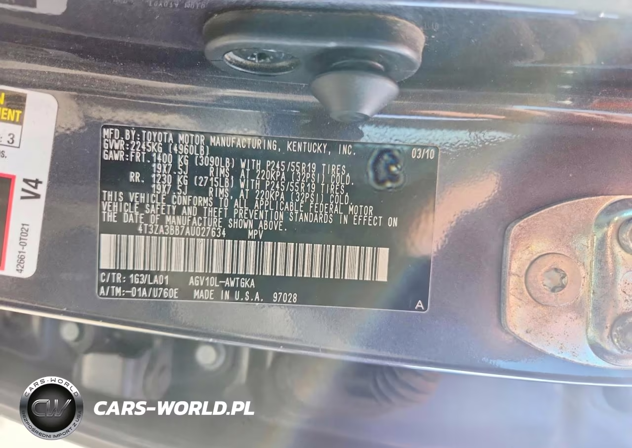 2010 Toyota Venza Fwd 4Cyl VIN:4T3ZA3BB7AU027634 - 12