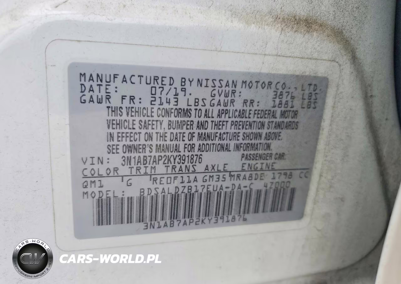 2019 Nissan Sentra Sv VIN:3N1AB7AP2KY391876 - 12