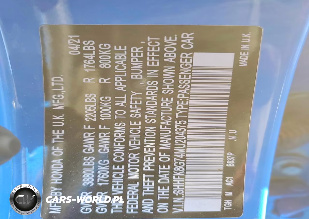 2021 Honda Civic Type-R Touring VIN:SHHFK8G74MU204375 - 12