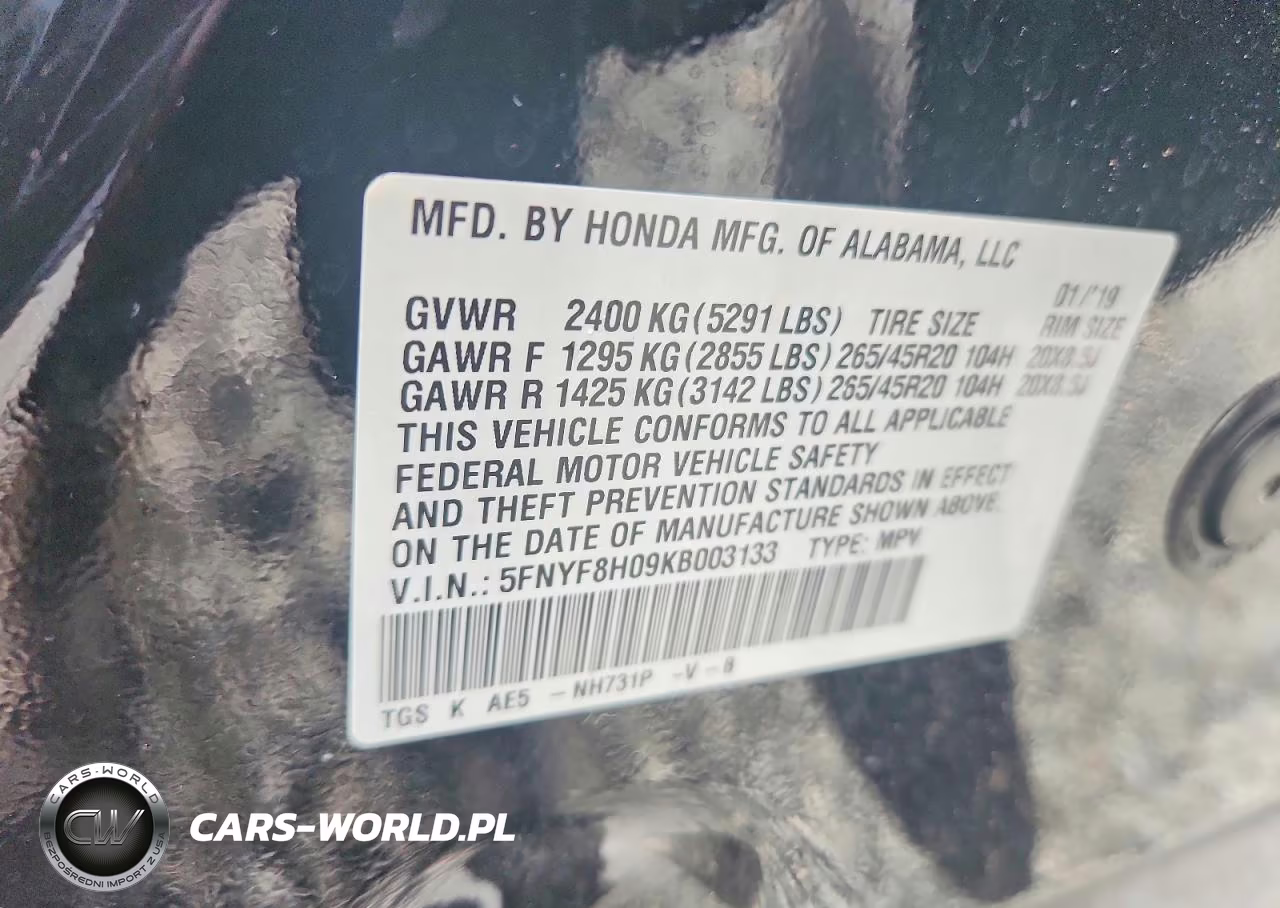 2019 Honda Passport Elite VIN:5FNYF8H09KB003133 - 14