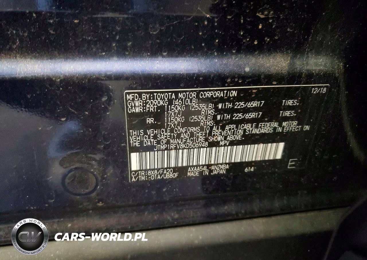 2019 Toyota Rav4 Xle VIN:JTMP1RFV8KD506948 - 13