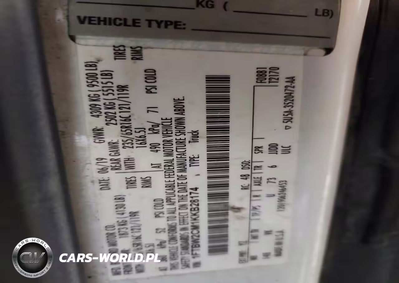 2019 Ford Transit T-350 VIN:1FTBW2CM1KKB28174 - 12