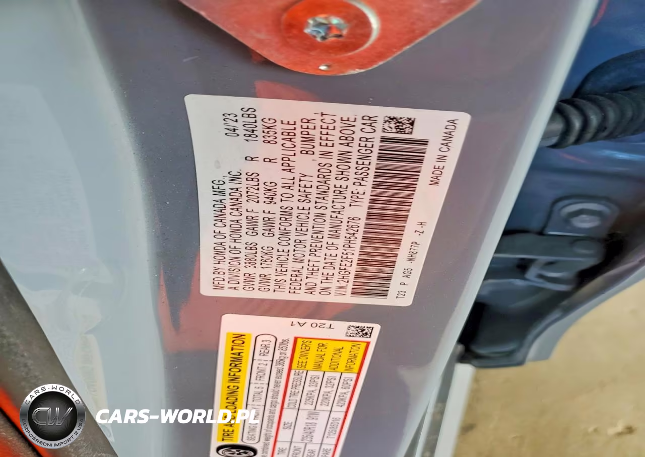 2023 Honda Civic Sport VIN:2HGFE2F51PH542676 - 12