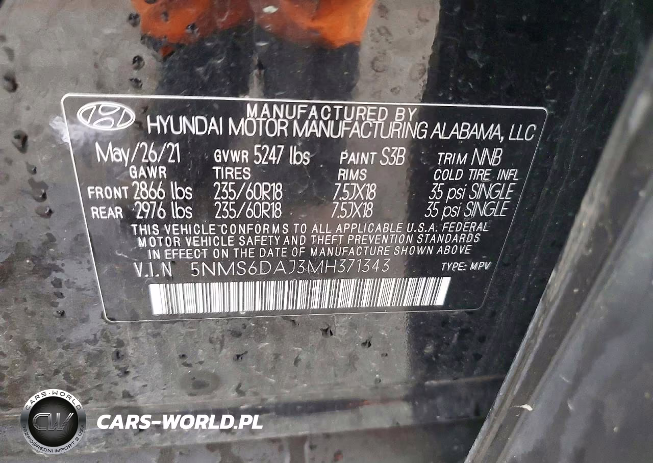 2021 Hyundai Santa Fe Sel VIN:5NMS6DAJ3MH371343 - 14